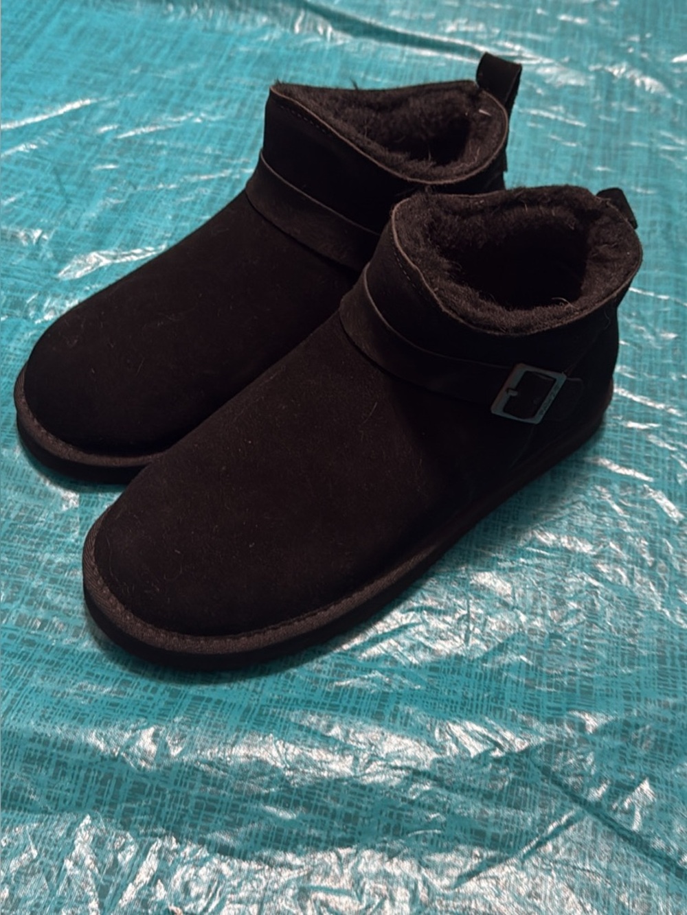 BearPaw Women’s Black Suede Ankle Slipper Boot